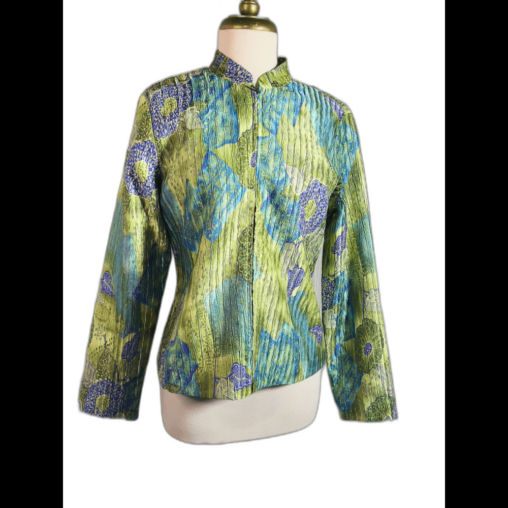 Vintage Jacket Size S/M VTG 90's Peacock Mardi-Gras Maximalist Whimsical